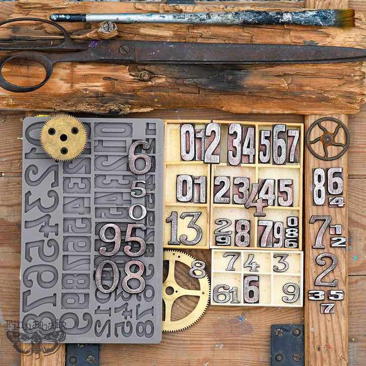 NEW! Finnabair Mould - LETTERPRESS NUMBERS (5" x 8")