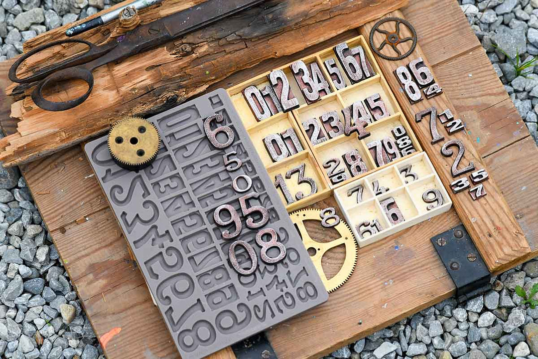 NEW! Finnabair Mould - LETTERPRESS NUMBERS (5" x 8")