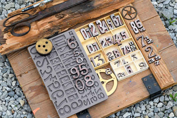 NEW! Finnabair Mould - LETTERPRESS NUMBERS (5" x 8")
