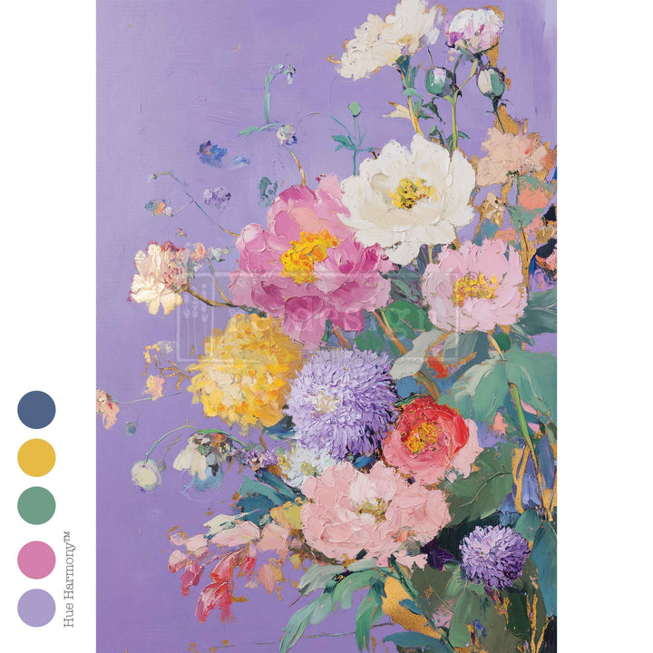 LIMITED! Redesign A3 Decoupage Fibre Paper - LILAC SERENADE (29.7cm x 41.9cm) - Rustic Farmhouse Charm