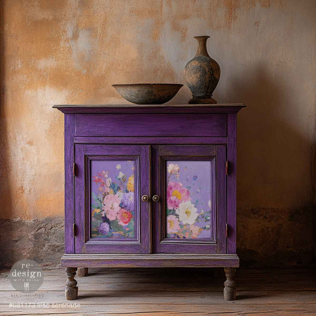 LIMITED! Redesign A3 Decoupage Fibre Paper - LILAC SERENADE (29.7cm x 41.9cm) - Rustic Farmhouse Charm