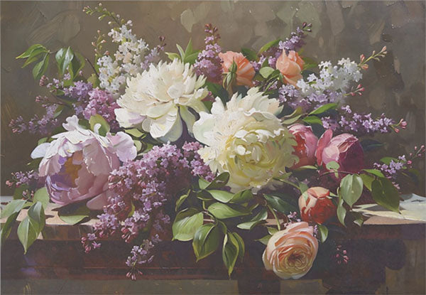 Decoupage Tissue Paper - Lilac & Peony Bouquet (35.56cm x 50.8cm) - Rustic Farmhouse Charm