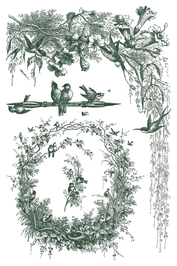 NEW! IOD Paint Inlay - LITTLE LARK (set of eight 8"x12" sheets) - Rustic Farmhouse Charm