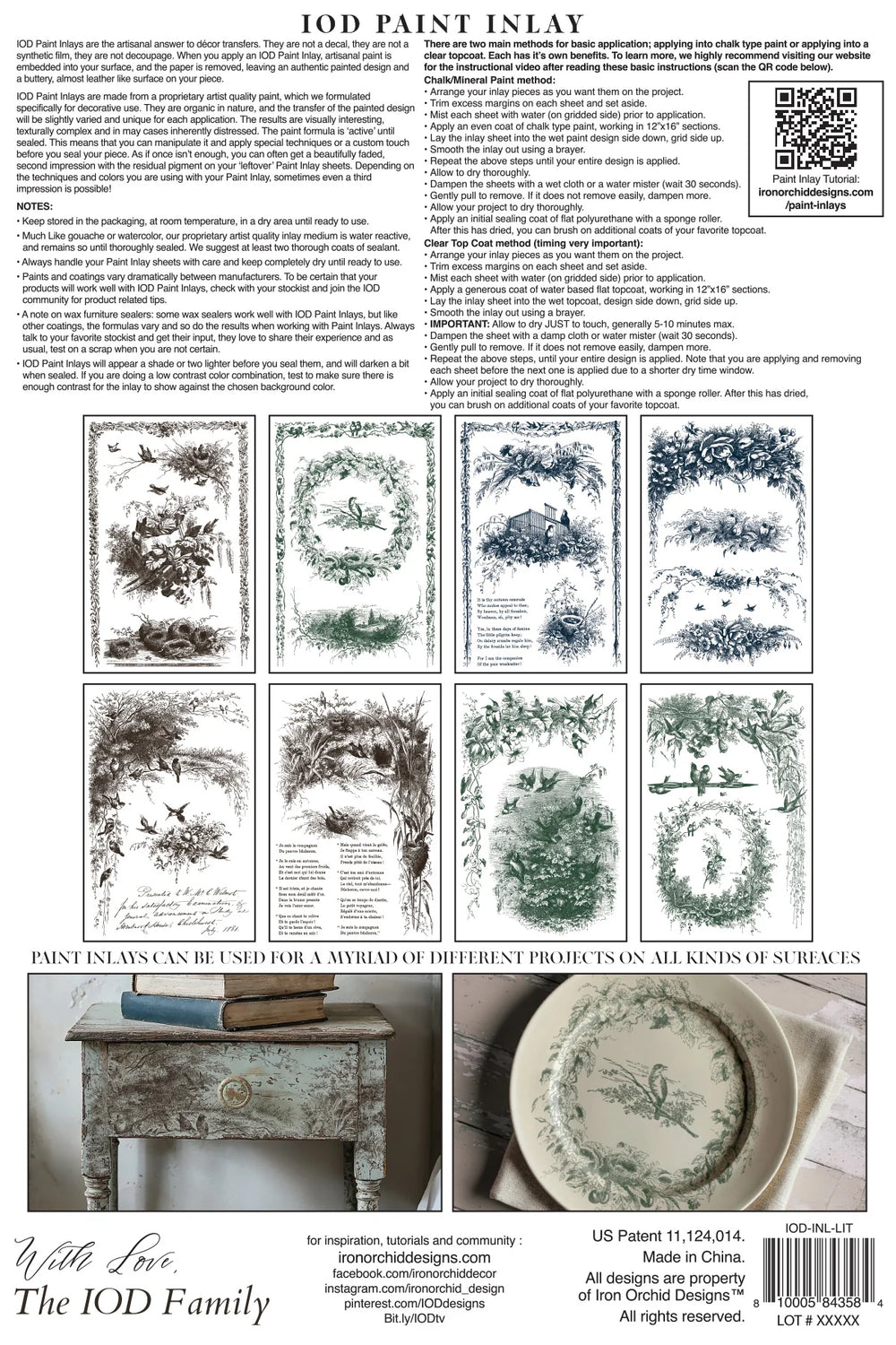 NEW! IOD Paint Inlay - LITTLE LARK (set of eight 8"x12" sheets) - Rustic Farmhouse Charm