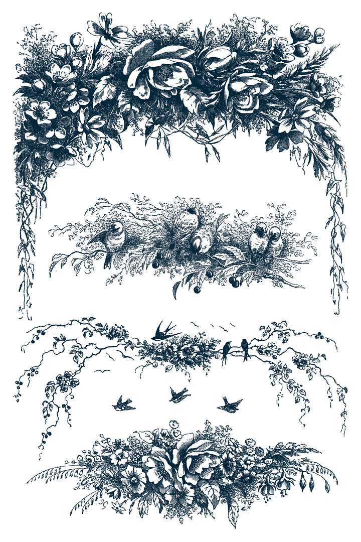 NEW! IOD Paint Inlay - LITTLE LARK (set of eight 8"x12" sheets) - Rustic Farmhouse Charm