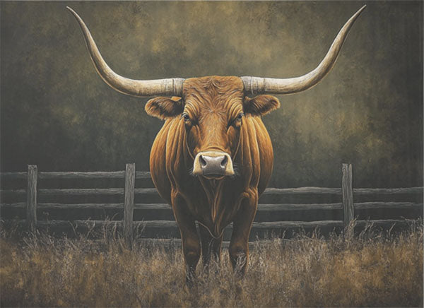 Decoupage Tissue Paper - Longhorn Steer in Field (53.34cm x 73.66cm) - Rustic Farmhouse Charm