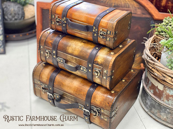 Wooden Vintage Style Luggage Suitcase (Plain)