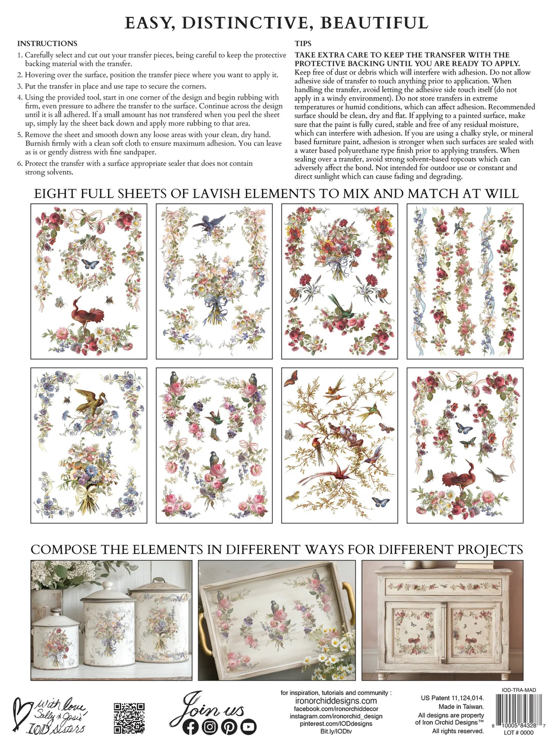 NEW! IOD Transfer Pad - MADELEINE (set of eight 12"x16" sheets) - Rustic Farmhouse Charm