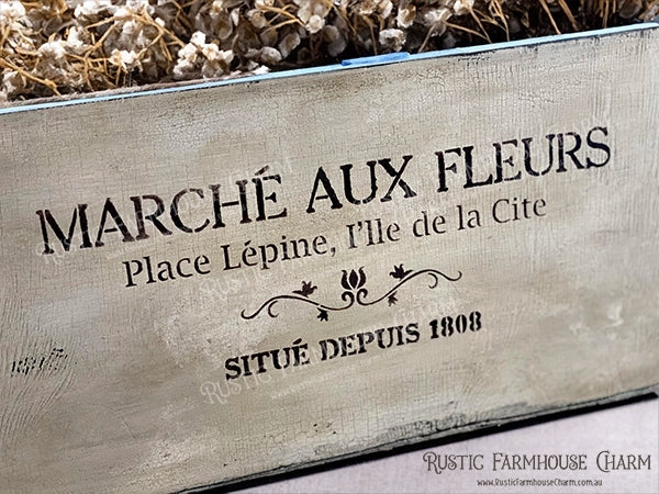 FRENCH FLOWER MARKET SIGN "MARCHE AUX FLEURS" Designer Stencil by Rustic Farmhouse Charm - Rustic Farmhouse Charm