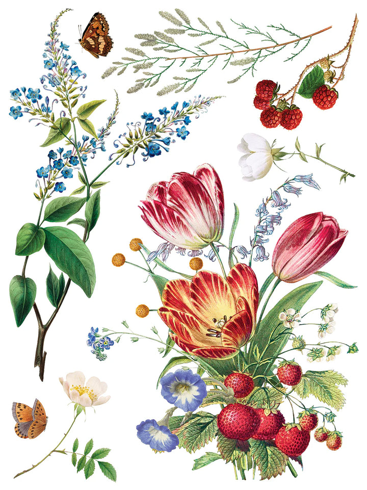NEW! IOD Transfer Pad - MARCHE DES FLEURS (set of eight 12"x16" sheets) - Rustic Farmhouse Charm