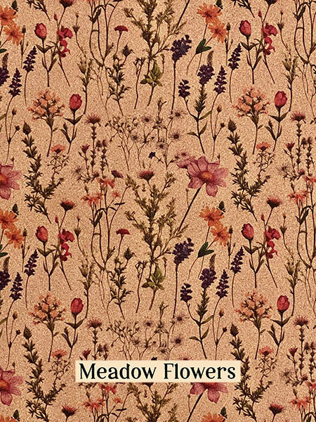 Adhesive Cork Fabric - MEADOW FLOWERS