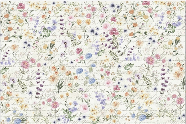 Decoupage Tissue Paper - Meadow Flowers & Script (50.8cm x 76.2cm) - Rustic Farmhouse Charm