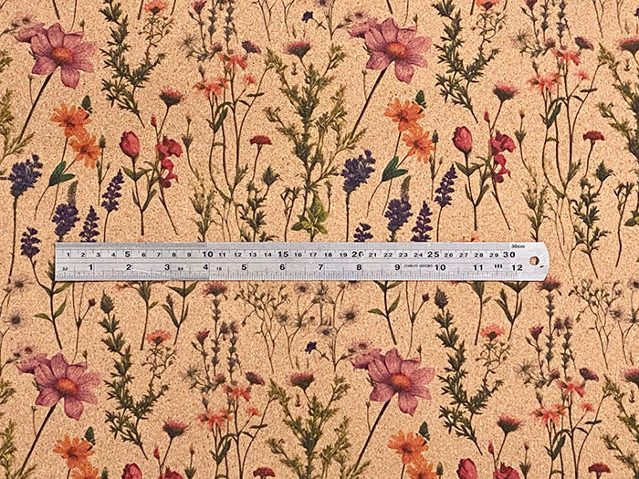 Adhesive Cork Fabric - MEADOW FLOWERS