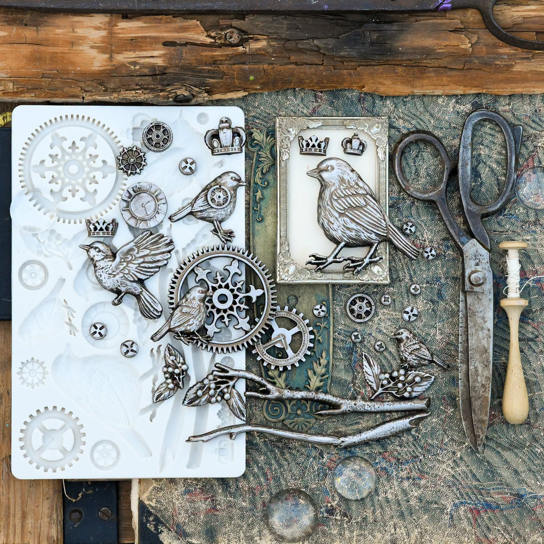 NEW! Finnabair Mould - MECHANICAL ROBINS (5" x 8")