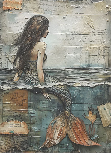 Decoupage Tissue Paper - Mermaid Assemblage (53.34cm x 73.66cm) - Rustic Farmhouse Charm