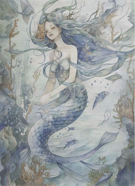 Decoupage Tissue Paper - Mermaid in Blue (53.34cm x 73.66cm) - Rustic Farmhouse Charm