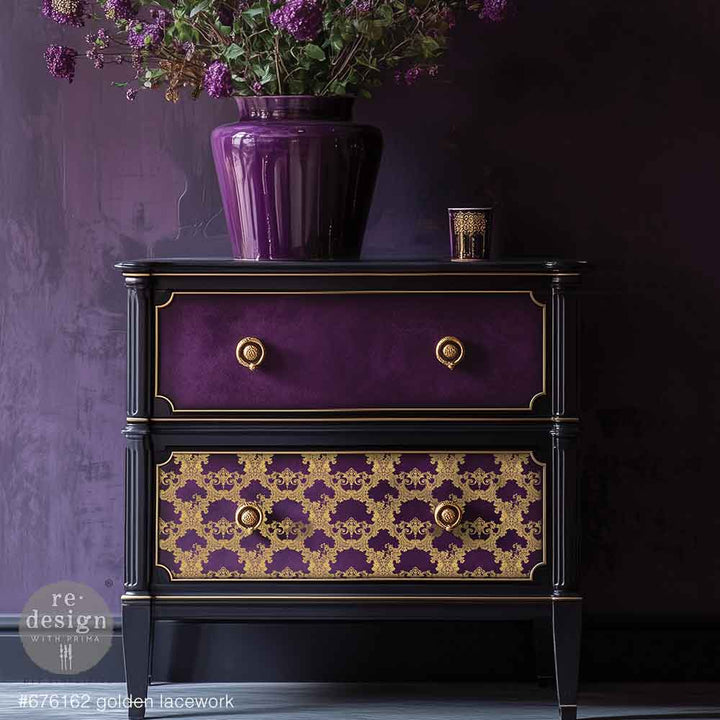 NEW! Redesign Middy Transfer - KACHA GOLDEN LACEWORK (2 sheets, each 21.59cm x 27.94cm) (Copy) - Rustic Farmhouse Charm