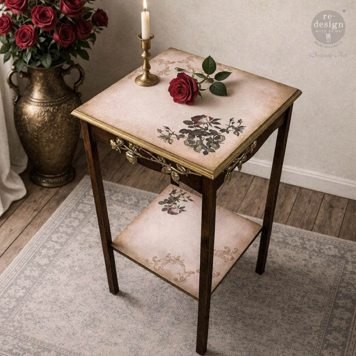 NEW! Redesign Small Transfer - MIDNIGHT ROSE (3 sheets, each 15.24cm x 30.48cm) - Rustic Farmhouse Charm