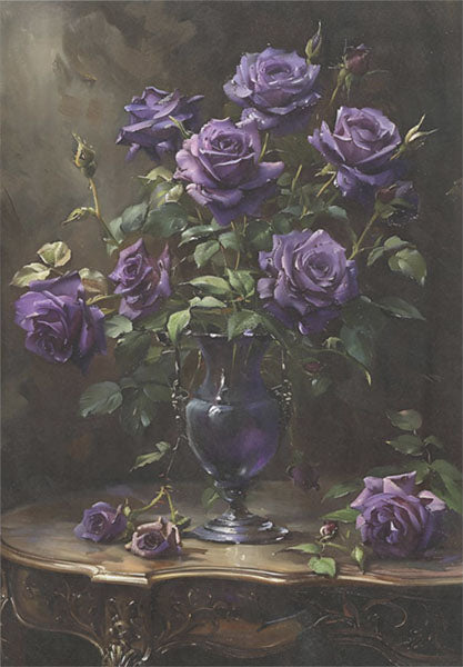 Decoupage Tissue Paper - Midnight Violet Roses (35.56cm x 50.8cm) - Rustic Farmhouse Charm