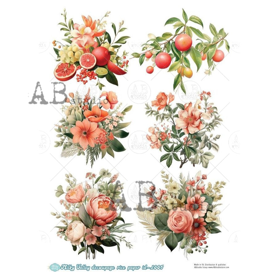 ABstudio Rice Paper - MILKY VALLEY 1005 (A4) - Rustic Farmhouse Charm