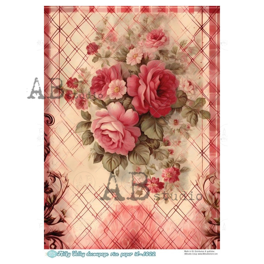 ABstudio Rice Paper - MILKY VALLEY 1022 (A4) - Rustic Farmhouse Charm