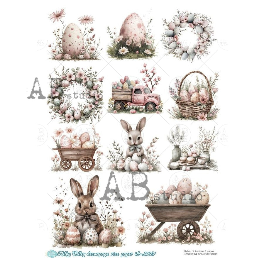 ABstudio Rice Paper - MILKY VALLEY 1027 (A4) - Rustic Farmhouse Charm