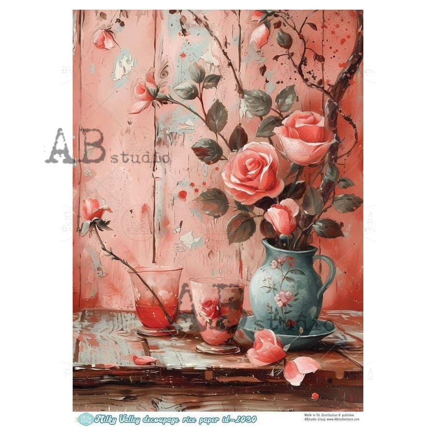 ABstudio Rice Paper - MILKY VALLEY 1030 (A4) - Rustic Farmhouse Charm