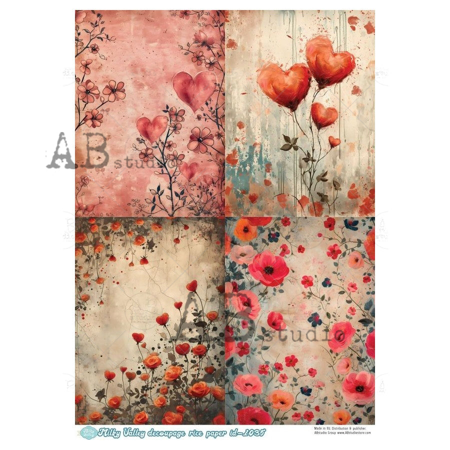 ABstudio Rice Paper - MILKY VALLEY 1035 (A4) - Rustic Farmhouse Charm