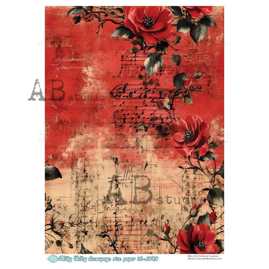 ABstudio Rice Paper - MILKY VALLEY 1049 (A4) - Rustic Farmhouse Charm