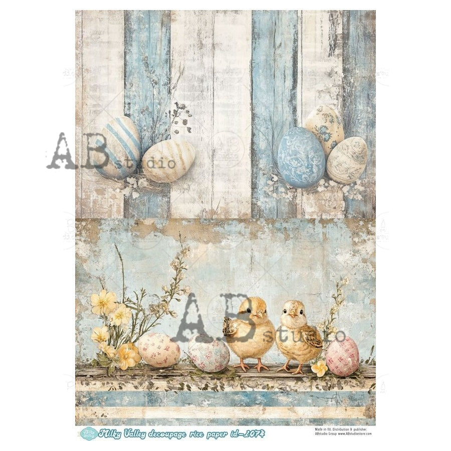 ABstudio Rice Paper - MILKY VALLEY 1074 (A4) - Rustic Farmhouse Charm