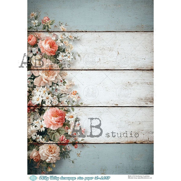 ABstudio Rice Paper - MILKY VALLEY 1137 (A4) - Rustic Farmhouse Charm