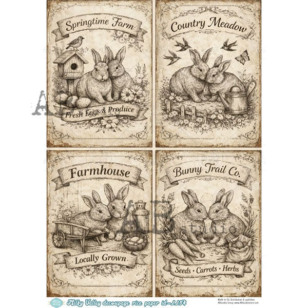 ABstudio Rice Paper - MILKY VALLEY 1154 (A4) - Rustic Farmhouse Charm