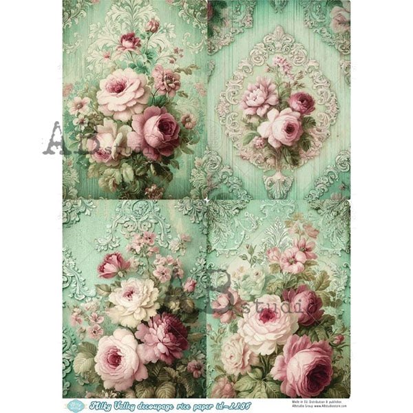 ABstudio Rice Paper - MILKY VALLEY 1185 (A4) - Rustic Farmhouse Charm