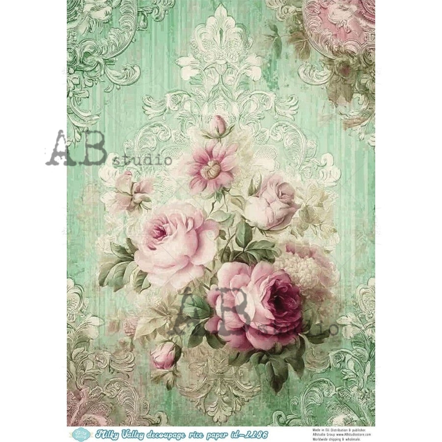 ABstudio Rice Paper - MILKY VALLEY 1186 (A4) - Rustic Farmhouse Charm