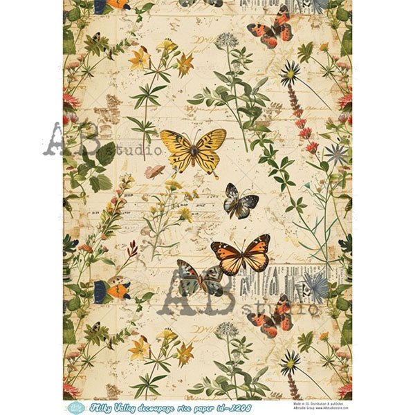 ABstudio Rice Paper - MILKY VALLEY 1208 (A4) - Rustic Farmhouse Charm
