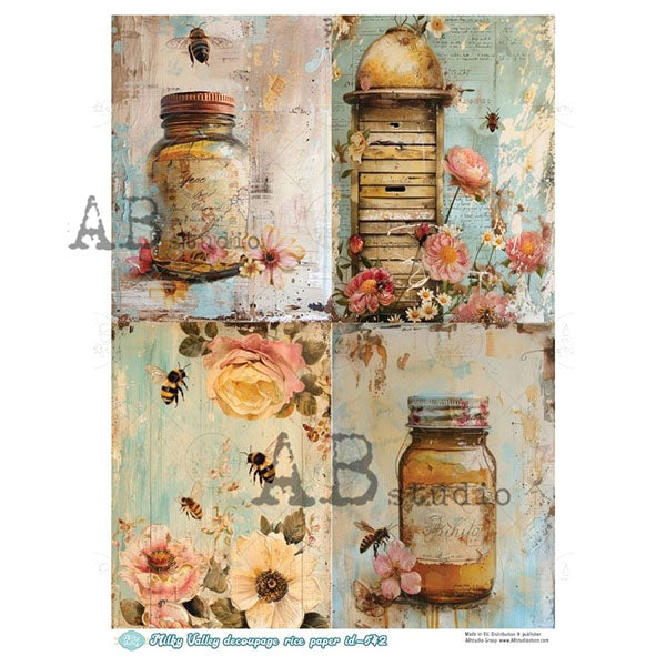 ABstudio Rice Paper - MILKY VALLEY 542 (A4) - Rustic Farmhouse Charm