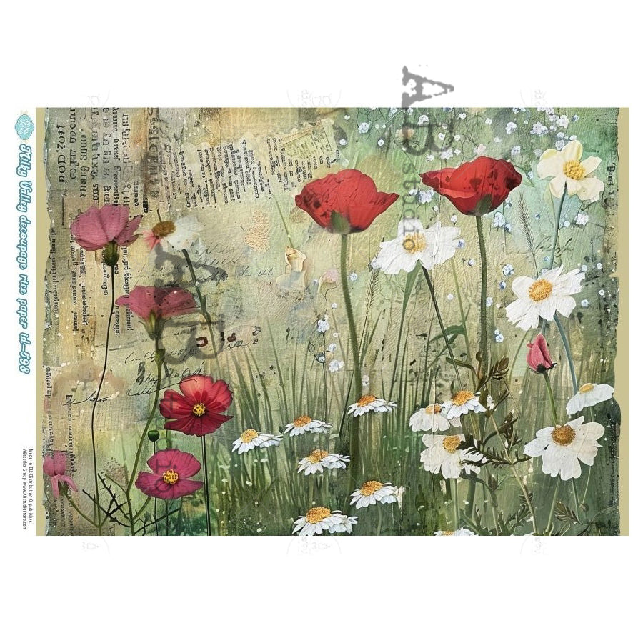 ABstudio Rice Paper - MILKY VALLEY 598 (A4) - Rustic Farmhouse Charm
