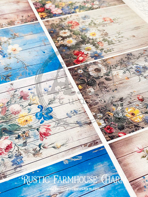 ABstudio Rice Paper - MILKY VALLEY 741 (A4) - Rustic Farmhouse Charm