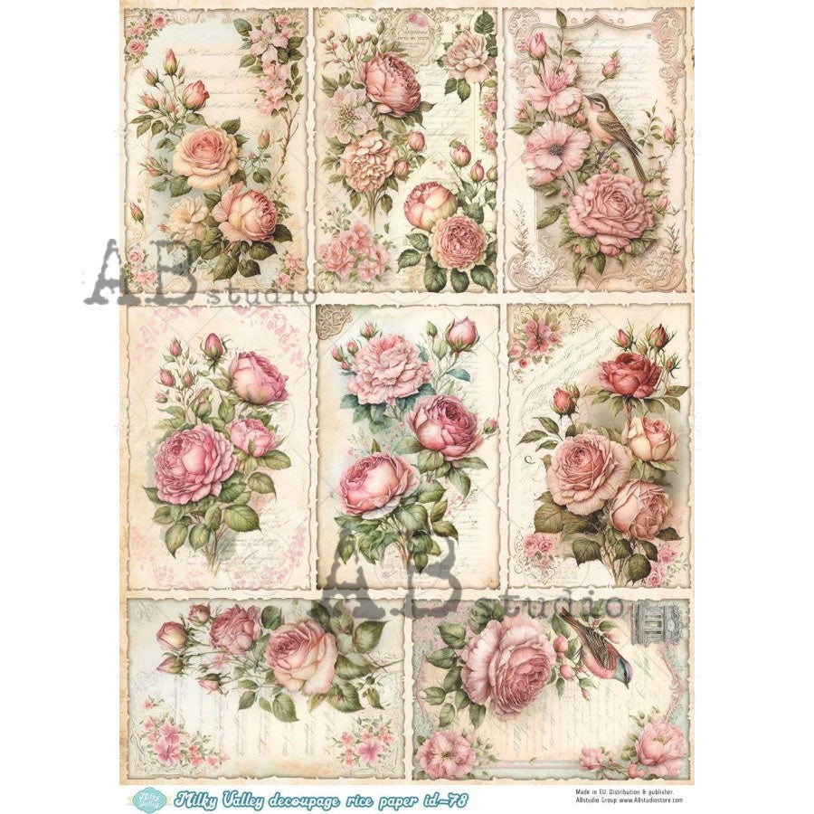 ABstudio Rice Paper - MILKY VALLEY 78 (A4) – Rustic Farmhouse Charm