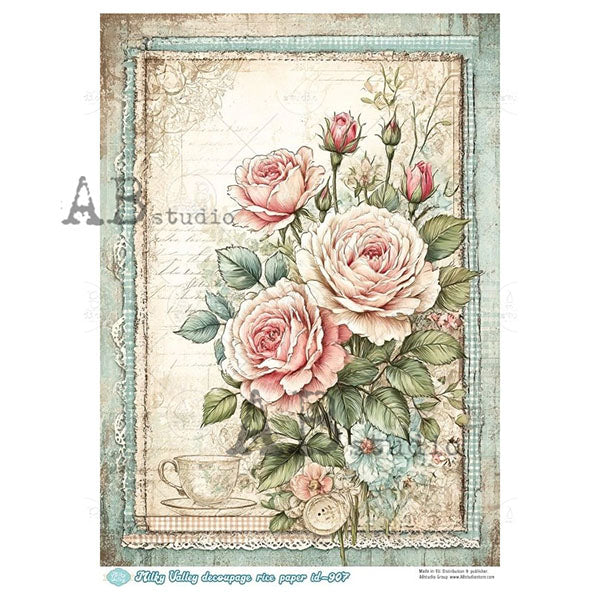 ABstudio Rice Paper - MILKY VALLEY 907 (A4) - Rustic Farmhouse Charm