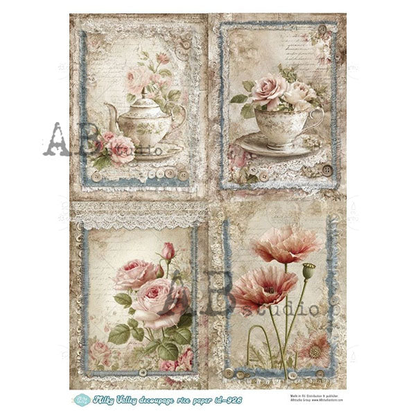 ABstudio Rice Paper - MILKY VALLEY 926 (A4) - Rustic Farmhouse Charm