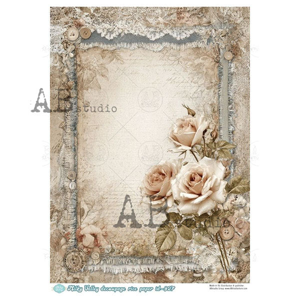 ABstudio Rice Paper - MILKY VALLEY 927 (A4) - Rustic Farmhouse Charm
