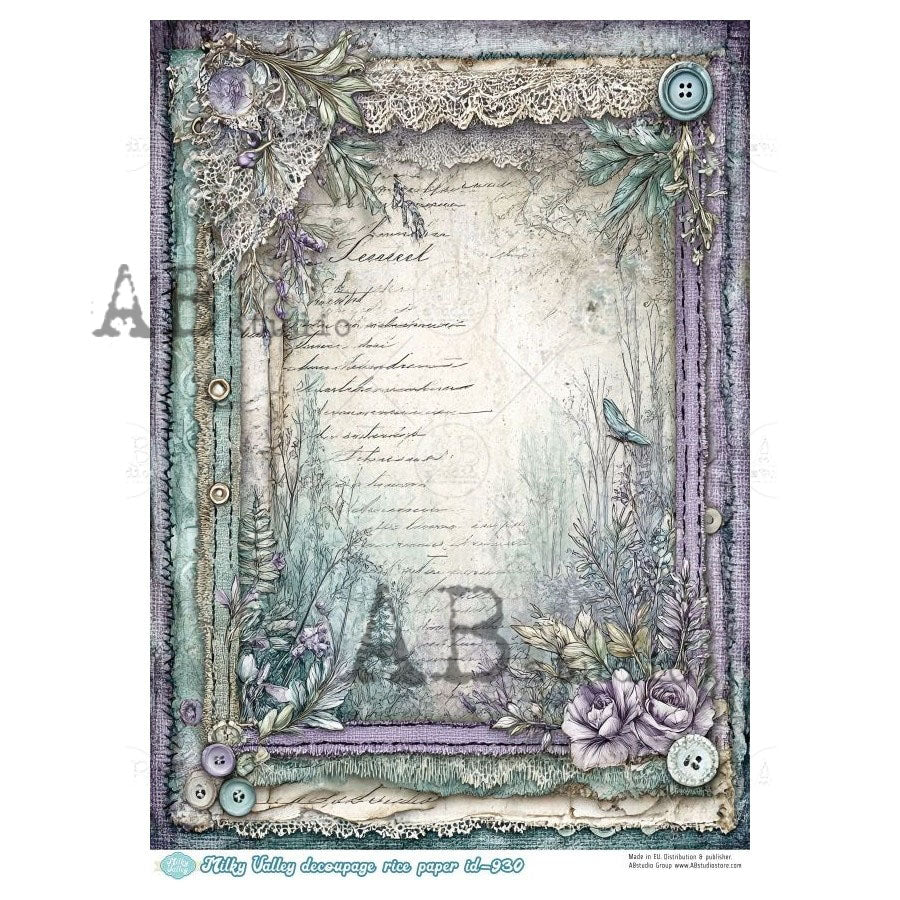 ABstudio Rice Paper - MILKY VALLEY 930 (A4) - Rustic Farmhouse Charm