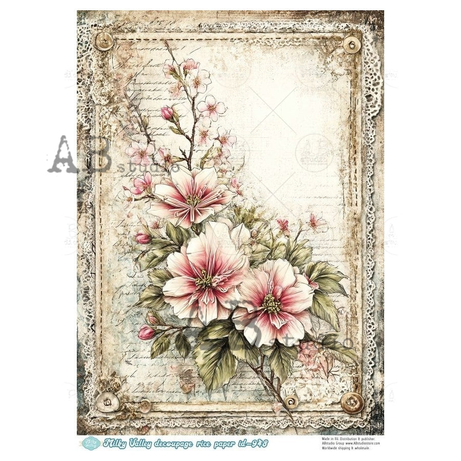ABstudio Rice Paper - MILKY VALLEY 948 (A4) - Rustic Farmhouse Charm
