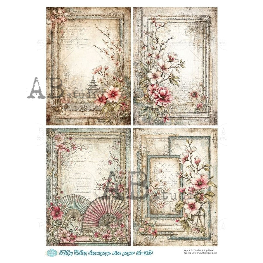 ABstudio Rice Paper - MILKY VALLEY 957 (A4) - Rustic Farmhouse Charm