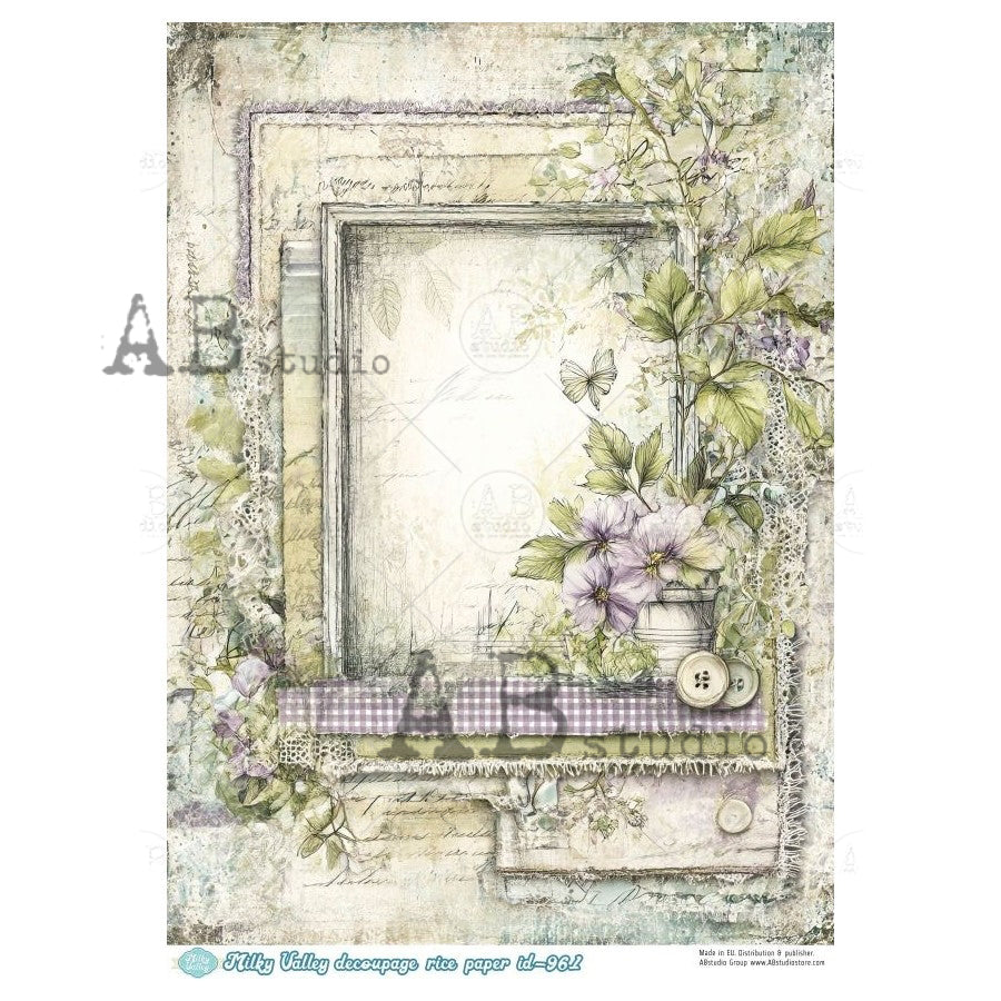ABstudio Rice Paper - MILKY VALLEY 961 (A4) - Rustic Farmhouse Charm