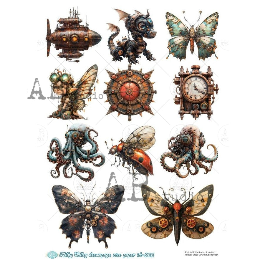 ABstudio Rice Paper - MILKY VALLEY 966 (A4) - Rustic Farmhouse Charm