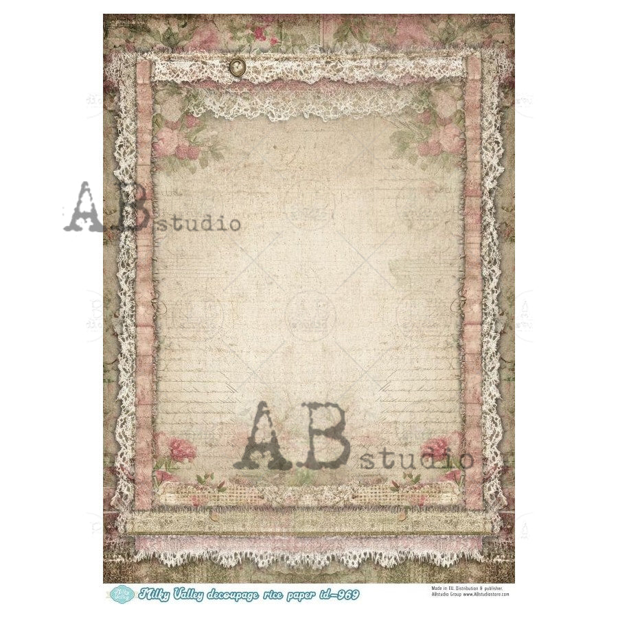 ABstudio Rice Paper - MILKY VALLEY 969 (A4) - Rustic Farmhouse Charm