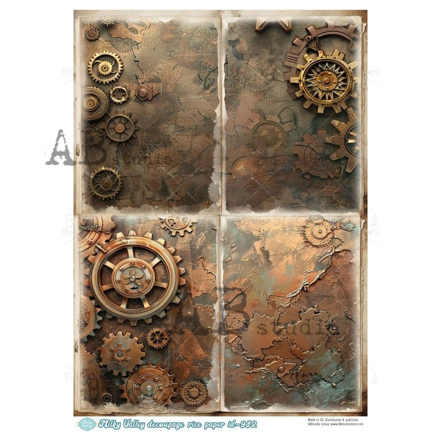 ABstudio Rice Paper - MILKY VALLEY 982 (A4) - Rustic Farmhouse Charm