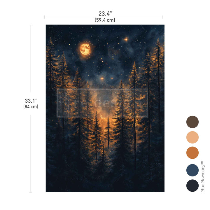 LIMITED! Redesign A1 Decoupage Fibre Paper - MOONLIT FOREST (59.44cm x 84.07cm)